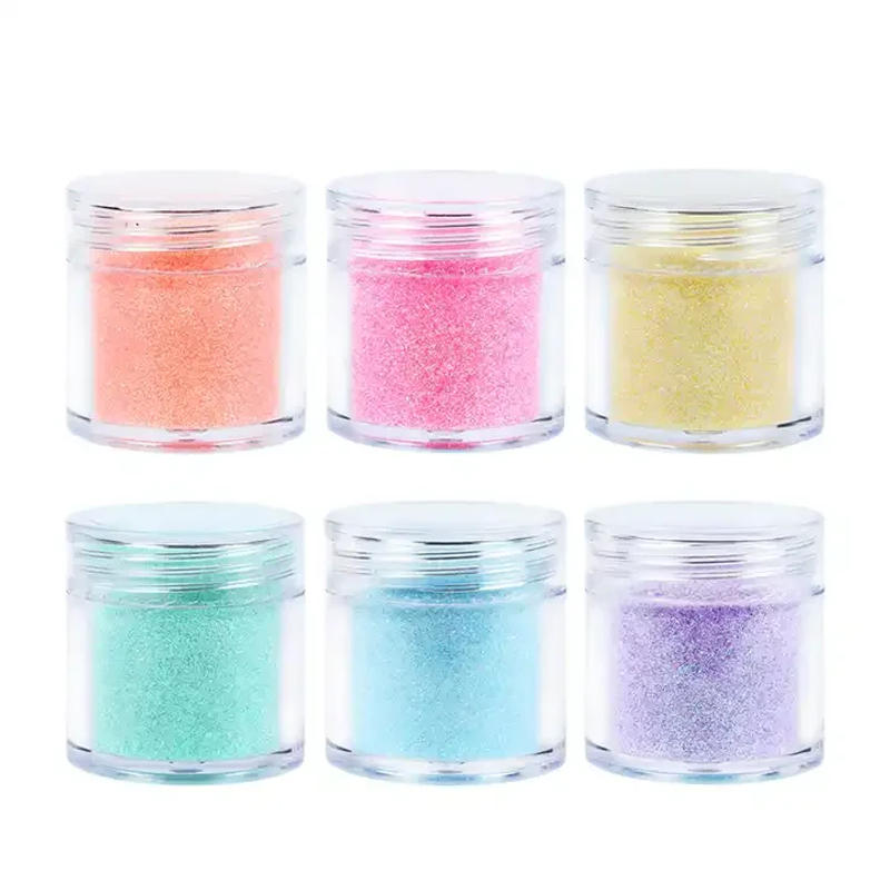Description Picture 5 of item6 Colors Glitter Candy Sugar Sand Loosen Powder Dust Woolen Nail Art Powder 10ml Per Jar