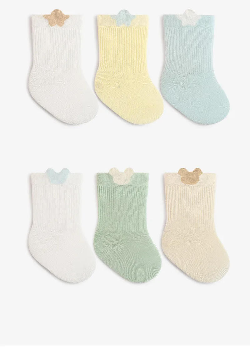Description Picture 3 of item3 Pairs New Infant Baby Socks Solid Color Spring Autumn Toddler Boys Girls Casual Sock Cotton Socken For Children Kids 0-5 Years