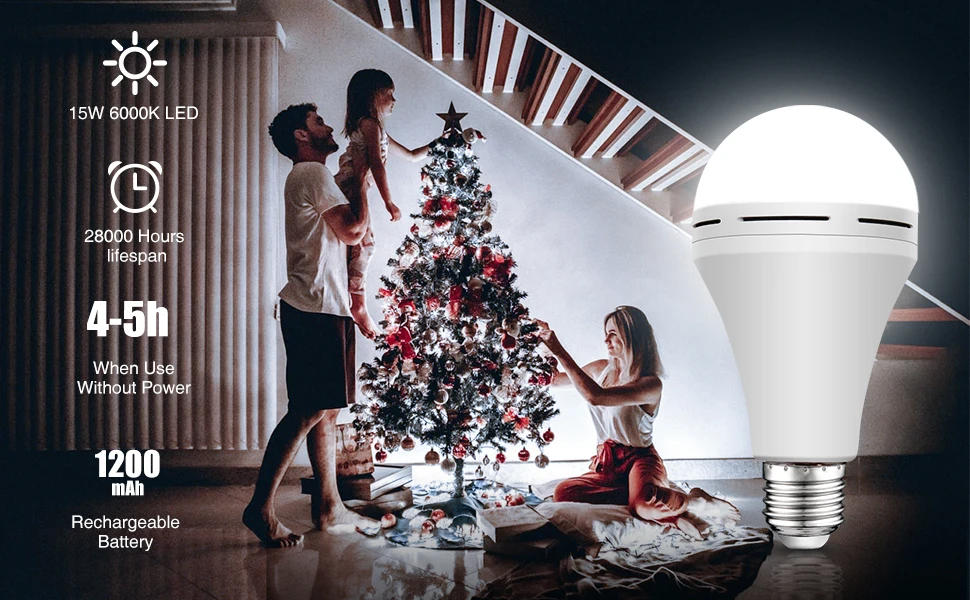 Description Picture 4 of itemEmergency Bulbs E27 LED Smart Rechargeable Light 9/15W Energy Saving Lamps Keep Lighting 3 Ways During Power Outages/ Camping