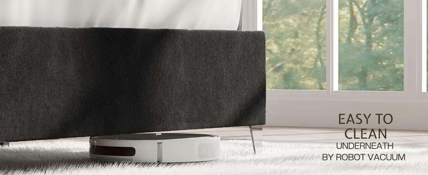 Description Picture 4 of itemKing Bed Frame with 58" Tall Headboard, with Silver Plating Trim, No Box Spring Needed, Velvet Upholstered Bed Frame