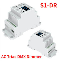 DIN rail AC100-240V 288W 2 Channel Triac DMX Dimmer Dual channel output Silicon DMX 512 controller S1-DR