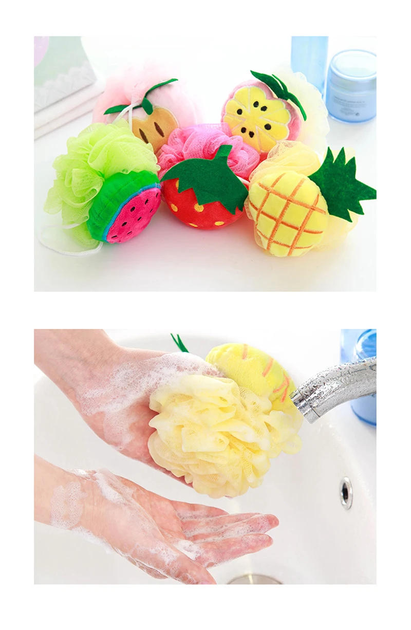 Description Picture 3 of itemFruit Shaped Shower Ball Soft Large Size Bathing Foam Bath Sponge Exfoliating Body Scrub Cleaning Care Tool Bathing Accessories