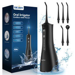 Sejoy Cordless Water Dental Flosser for Teeth Cleaning Denture Brushes 5 Tips IPX7 Portable Oral Irrigator for Home Travel