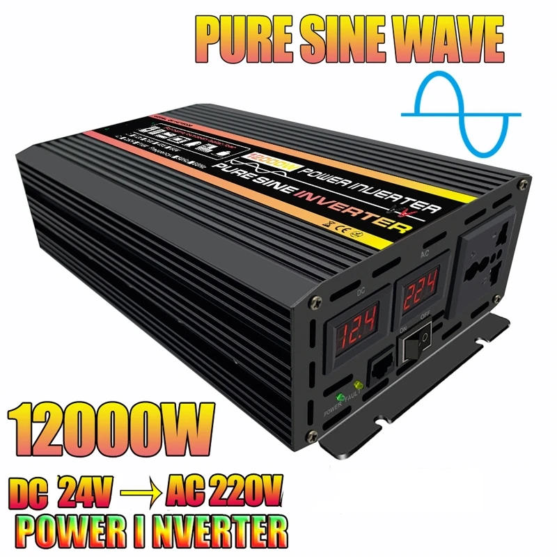 Description Picture 4 of item12000W Pure Sine Wave Power Inverter Voltage Transformer Intelligent Digital Display Car Home Outdoor DC12V to AC 220V/
