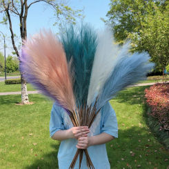 1Pcs Artificial Pampas Grass Fake Reeds Decor Vase Fillers Everlasting Flower Decor Centerpieces Wedding Arch Flower Faux Plants