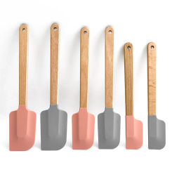 Wooden Handle Cake Pastry Spatula Silicone Chocolate Cream Pizza Scraper Mixer Butter Bread Spreader Kitchen Food Baking Blender