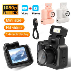 HD 1080P Mini Camera Retro Ultra Compact Camera with Flash Light & Battery Dock Student Small Camcorder Kids Pocket Camera