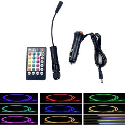 fashion high quality side glow transparent solid core optical fiber cable car Optic Lighting Tail light 28 key remote control