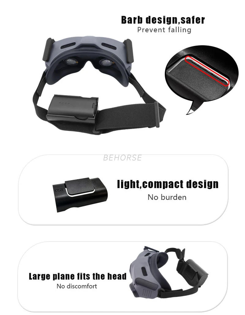 Description Picture 3 of itemBattery Storage Case For Avata FPV Battery Holder Headband Back Clip Holder For DJI Avata Goggles V2 V1 Glasses Accessories