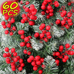 Christmas Red Berries 15head Artificial Red Berries Stems Holiday Wreaths Xmas Tree Ornament Party Displays Decoration Wholesale