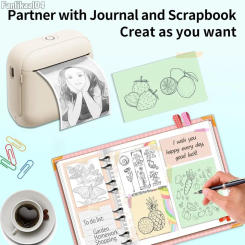 Mini Portable Thermal Printer with 1 Rolls Paper Wireless Bluetooth-Compatible Pocket Photo Printer for Photo Journal Notes Memo