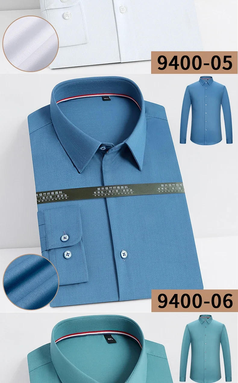 Description Picture 6 of itemFashionable Multicolor Men's Shirts Long Sleeve Bamboo Fiber Breathable Comfortable Stretch Casual Business Formal Shirt For Men