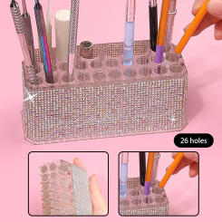 26 Holes Nail Brushes Storage Box Makeup Brushes Holder Acrylic Nail Tools Stand Organizer Nail Art Bushes Storage Showing Shelf