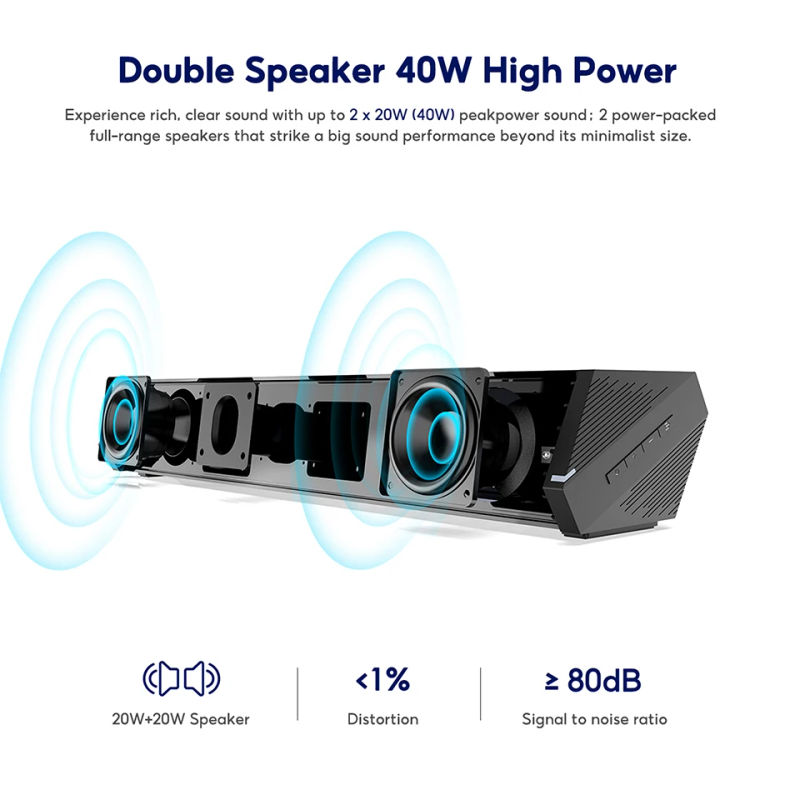 Description Picture 6 of itemAIYIMA S03 Sound Bar For TV 100W Bluetooth 5.0 Soundbar Bass Home Sound Theater Stereo Subwoofer Surround Wireless Speakers