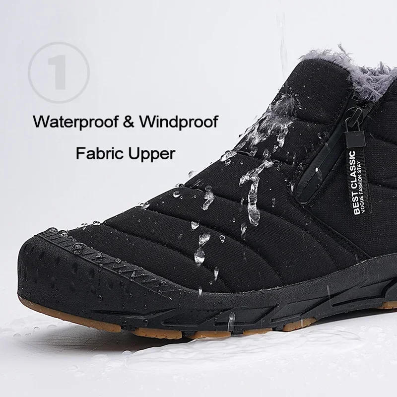 Description Picture 3 of itemMen Snow Boots Long Plush Ankle Boots Unisex Outdoor Casual Sneakers Big Size Warm Fur Winter Men Shoes Durable Non-slip Boots