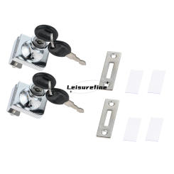 2pcs Glass Cabinet Lock with Key Drill-free Separate Safety Door Latch Zinc Alloy Display Case Locker Bath Glass Doors Showcase