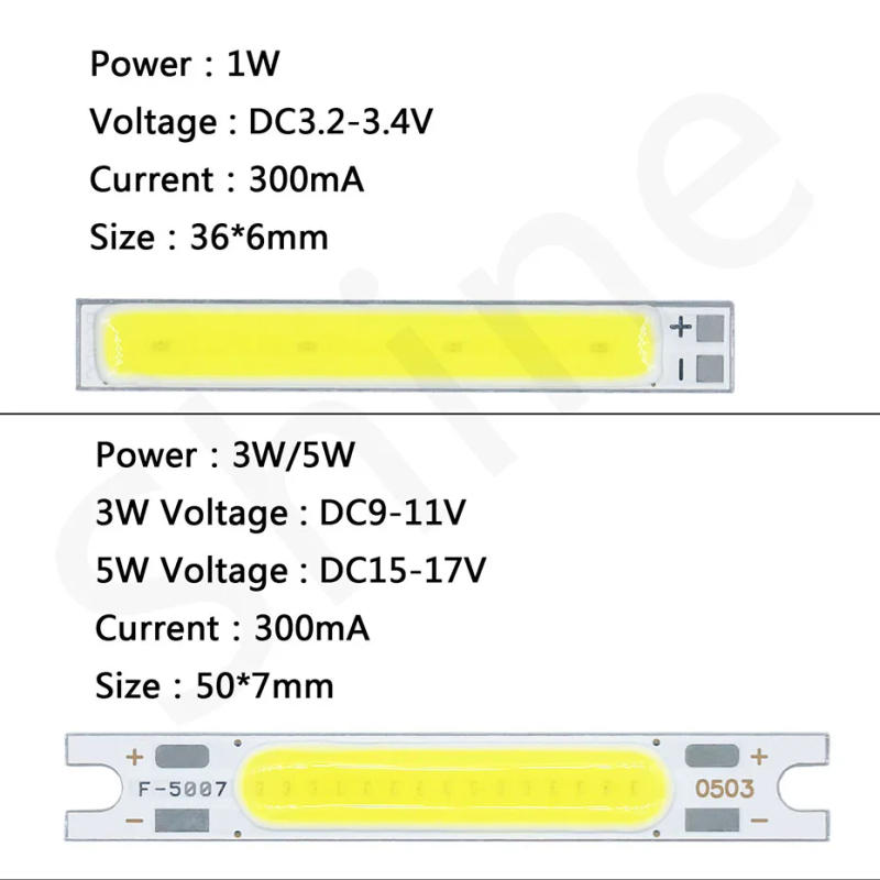Description Picture 4 of item8pcs LED COB bead chip 1W 3W 5W DC3V 9V 12V 15V Suitable for LED Car Bicycle Flashlight Wall Lamp Tube Maintenance DIY