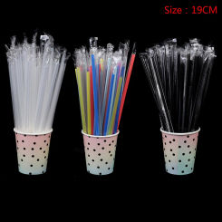 100pcs Clear Individually Wrapped Drinking PP Straws Tea Drinks Straws Smoothies Thick Holiday Event Party Durable