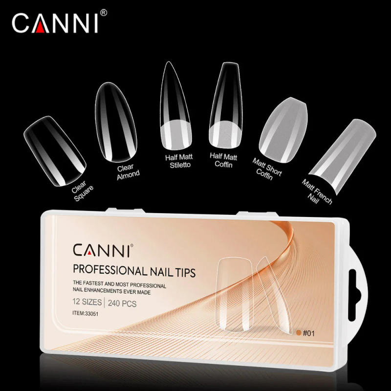 Description Picture 4 of itemCANNI 240pcs/box Extension French False Nails Semi-matt Almond Coffin Nail Tips Fast Press On Full/half Acrylic Nail Accessories