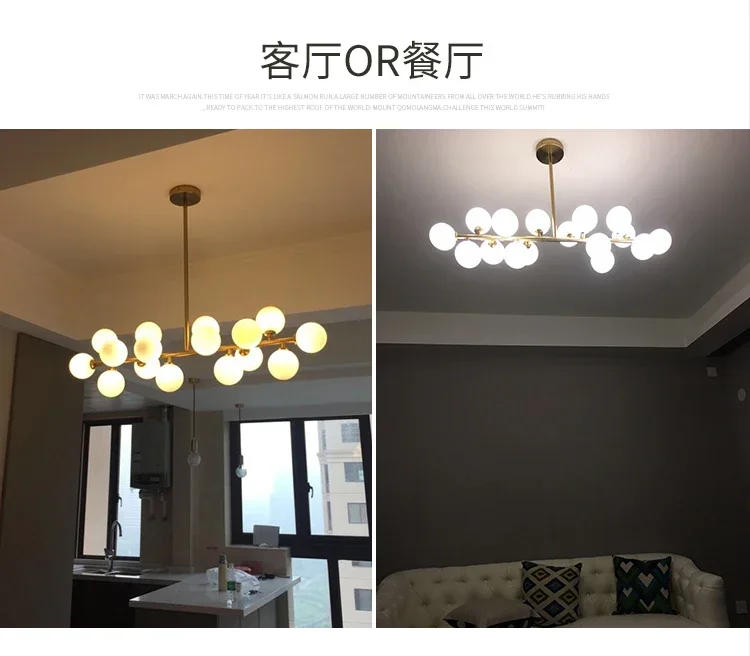 Description Picture 5 of itemNordic Long Glass Ceiling Chandelier for Table Dining Room Kitchen Island Bar Design Pendant Lamp Home Decor Lusters Luminaires