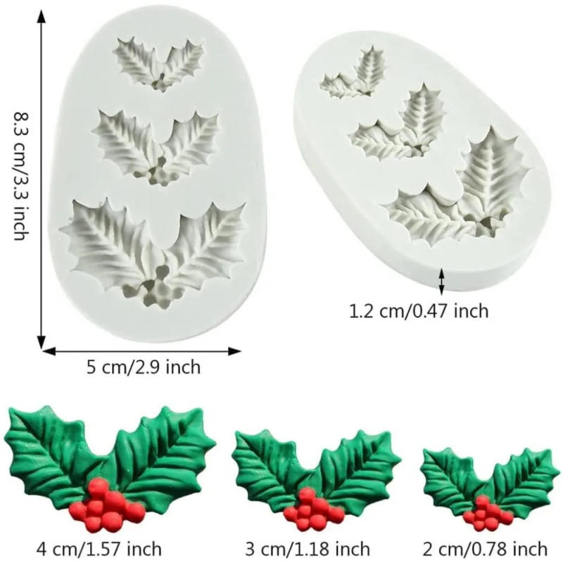 Description Picture 6 of item2PCS Leaf Shape Silicone Christmas Decorations Mold 3D Fondant Mold for DIY Pudding Chocolate Desserts Handmade Baking Tools