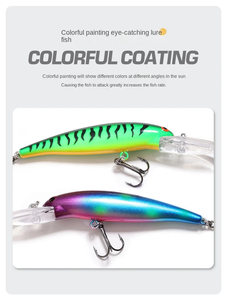 Description Picture 3 of itemMinnow 90mm/12g Long Throw Fishing Lures Deep Diving Sea fishing Hard Crankabits Wobblers Ocean Boat Fishing Tackle