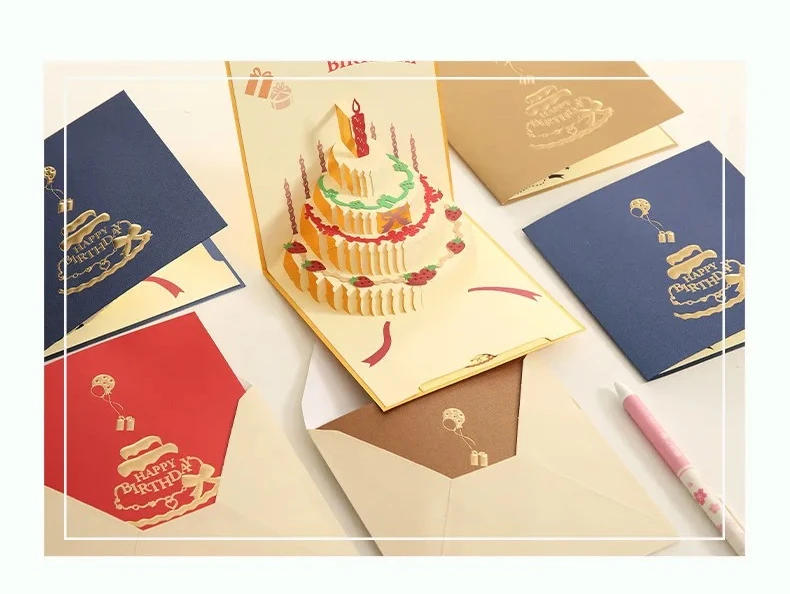 Description Picture 3 of item3D Unique Pop Up Birthday Card for Kids Boy Baby Shower First Birthday Party Greeting Cards Handmade Miniatures Postcard Gifts