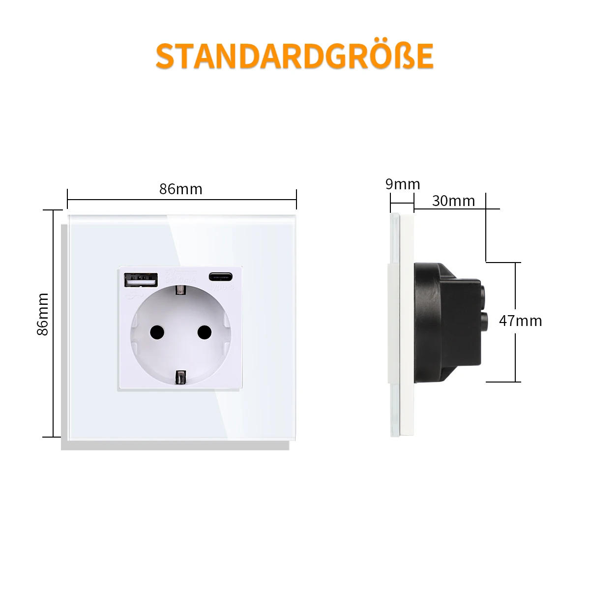 Description Picture 2 of itemEU Standard Single Power Socket Touch Switch Crystal Panel USB Double Outlet Triple Wall Sockets 1/2/3gang Switch With Socket