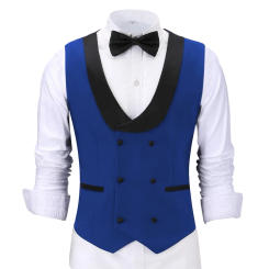 Casual Men's Business Vest Royal Blue Slim Fit Prom Double Breasted Blazer Champagne Suits Waistcoat For Wedding Best Man Grooms