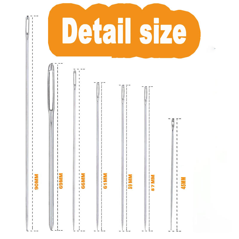 Description Picture 3 of item55 Pieces Stainless Steel Big Eye Hand Sewing Needles Set with Different Sizes for Sewing Needlework Embroidery Needles