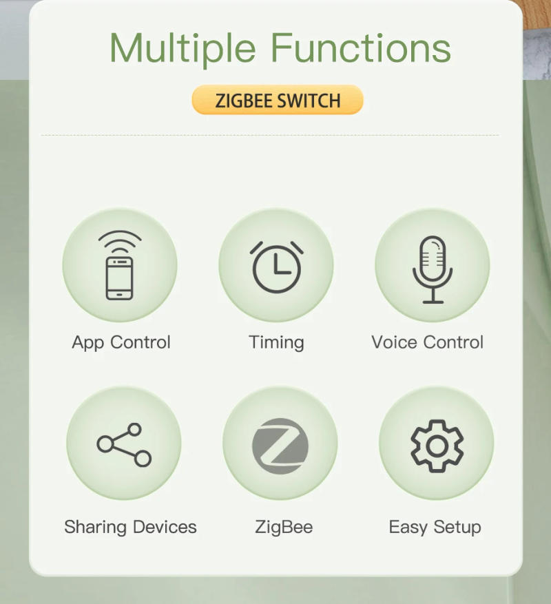 Description Picture 3 of itemBSEED Zigbee Touch Switches 1/2/3Gang 1Way Smart Light Switch Sensor Wall Switches Tuya Control Smart Life APP Google Alexa