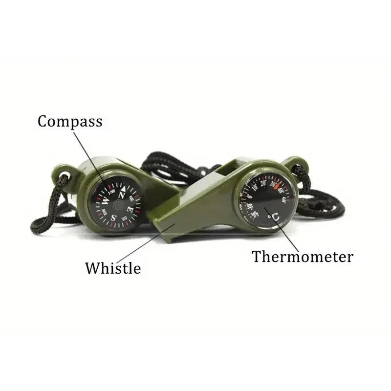 Description Picture 5 of itemOutdoor Whistle Multifunctional 3 in 1 Survival Whistle with Compass Thermometer  Referee Whistle Camping Hiking Tools Equipment