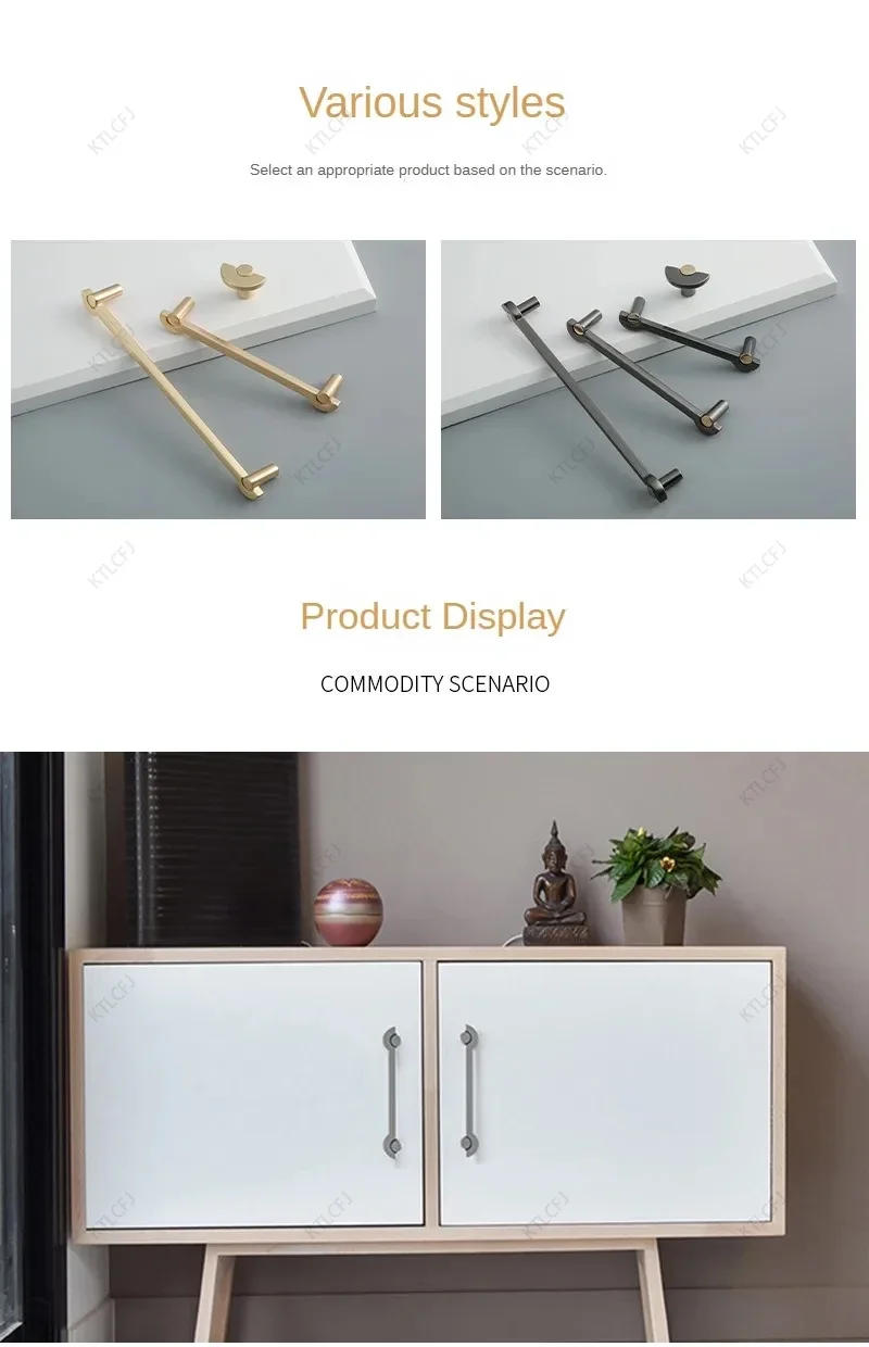 Description Picture 6 of itemNew Chinese Gold Wardrobe Door Small Handle Modern Minimalist Drawer Cabinet Handle Nordic Light Luxury Copper Brushed Handle