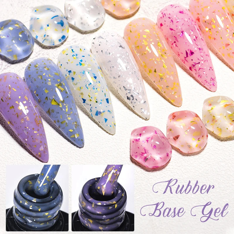 Description Picture 6 of itemMEET ACROSS 7ml Glitter Rubber Base Gel Nail Polish Gold Foil Base Gel Top Coat Soak Off UV Gel Nail Art Varnish For Manicure