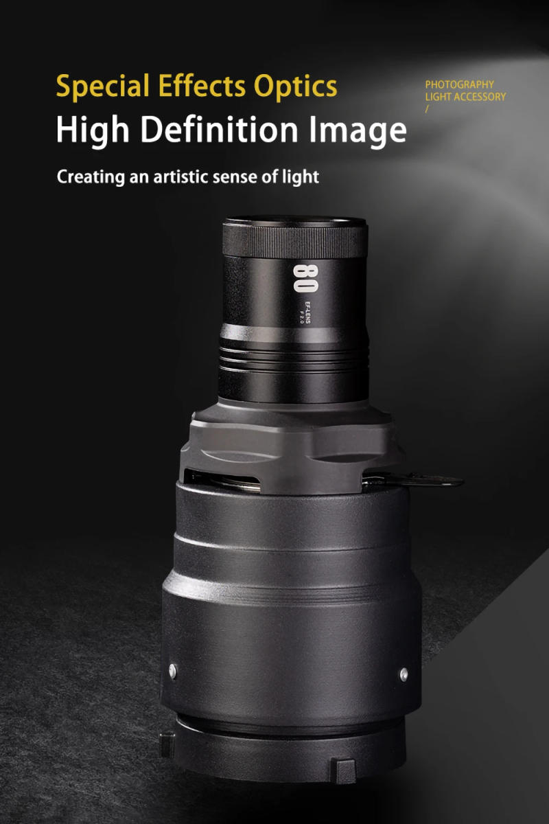 Description Picture 4 of itemBowens Mount Flash Snoot Conical Lens Video Artist Modelling Shape Photo Studio Light Kit with 80mm Lens 25 Gobos Kit