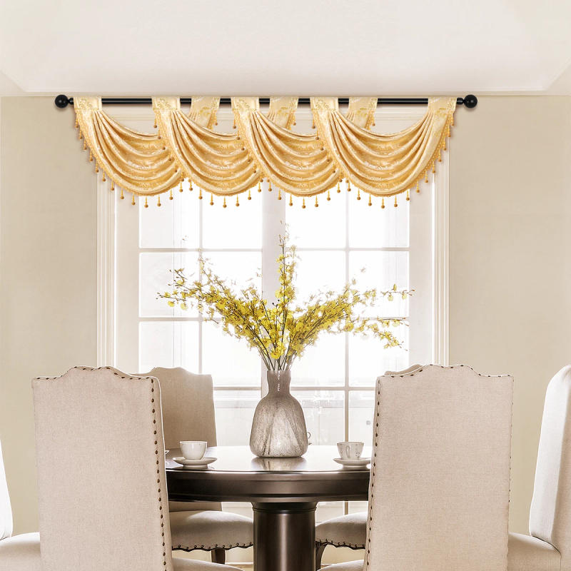 Description Picture 3 of item1PC Gold Geometric Pattern Curtain Valance,European Luxury Style Wave Valance for the Window and Door Decor,Rod Pocket