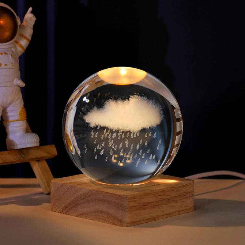 Description Picture 6 of item8cm Illuminated Display Base Wooden Crystal Lighted Base with 6 LEDs Warm Light for Bedroom Office Desktop