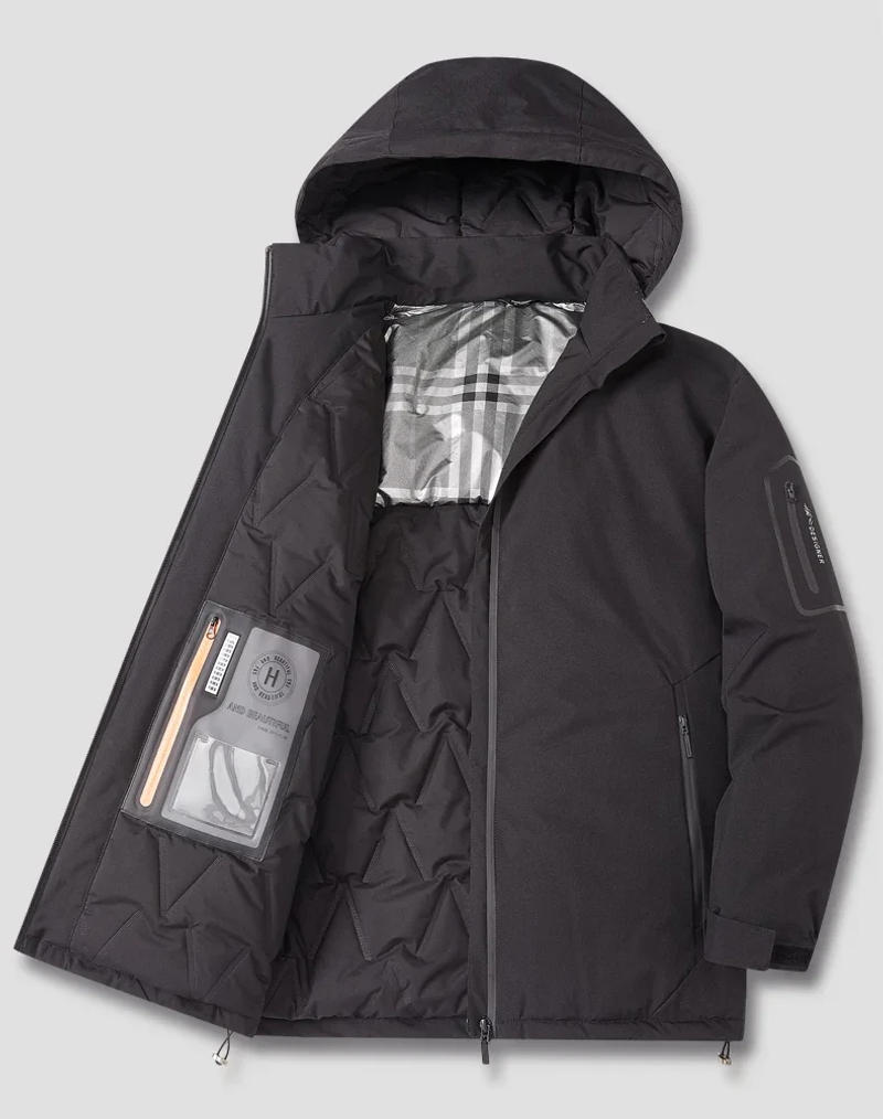 Description Picture 6 of itemWinter Thicken Windproof Warm Parkas Male Detachable Hat Casual Anti Static Padded Jacket Outdoor Fishing Men Clothing Plus 6XL