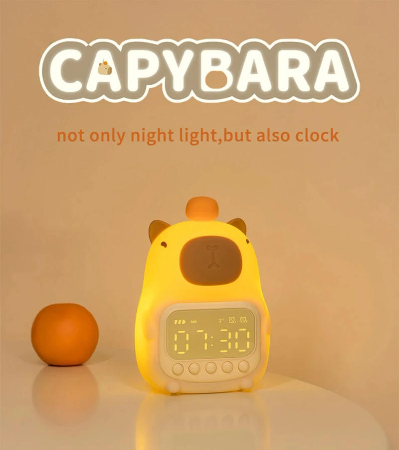 Description Picture 2 of itemCute Rechargable Cartoon Capybara Silicone Night Light Digital Alarm Clock LED Night Lamp Table Clock Room Decor Birthday Gifts
