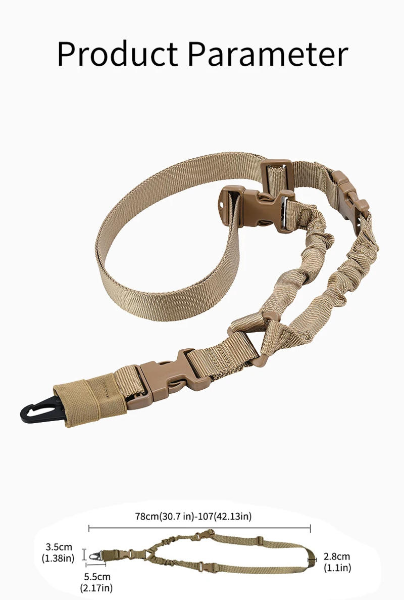 Description Picture 4 of itemTactical Gun Single Point Sling Adjustable Bungee Rifle Shoulder strap length for Airsoft Hunting Accessories Strap