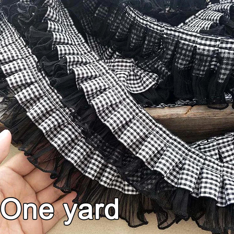 Description Picture 3 of item1Yard Plaid Stripe Pleated Lace Ribbon for DIY Handmade Dress Clothes Collar Decor Trims Garment Craft Sewing Accessories