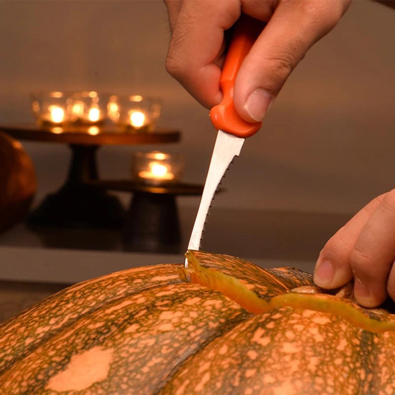 Description Picture 6 of item7pcs/Set Halloween Stainless Steel Pumpkin Carving Tools Kit Professional Pumpkin Carving knife Set With Storage Bag