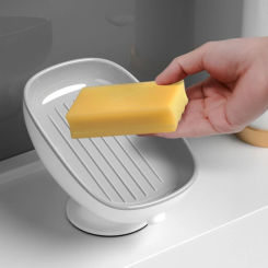 Soap Dish Soap Drain Rack Suction Cup Soap Dish for Bathroom Shower Portable Soap Holder Plastic Tray Bathroom Kitchen Accessory