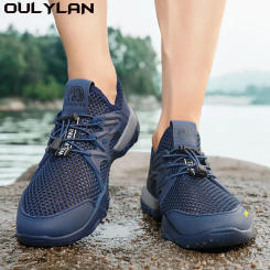 Oulylan Men's Shoes Summer Breathable Mesh Outdoor Non-slip Light Walking Casual Trekking Sneakers Beach Wading Shoes Male