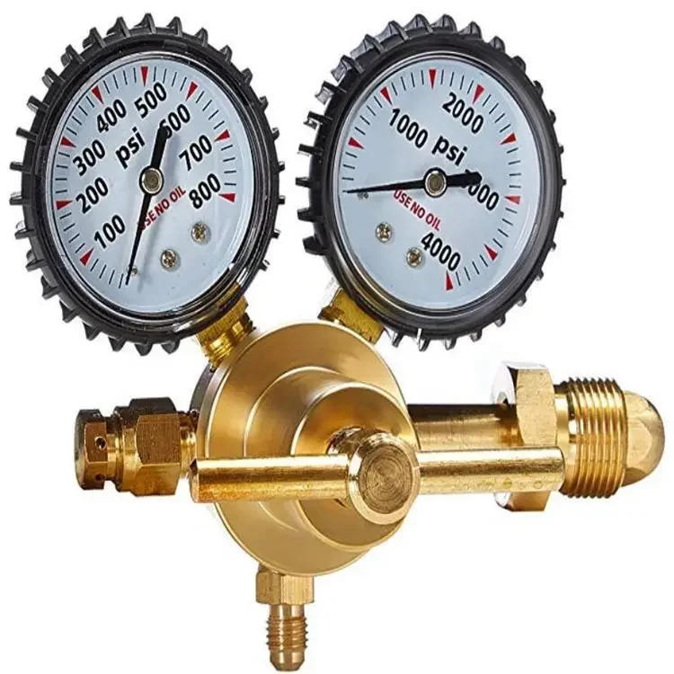 Description Picture 2 of item1/4" Brass Nitrogen Regulator 0-600psi Gas Pressure Reducing Valve Connection Gauges Cga580
