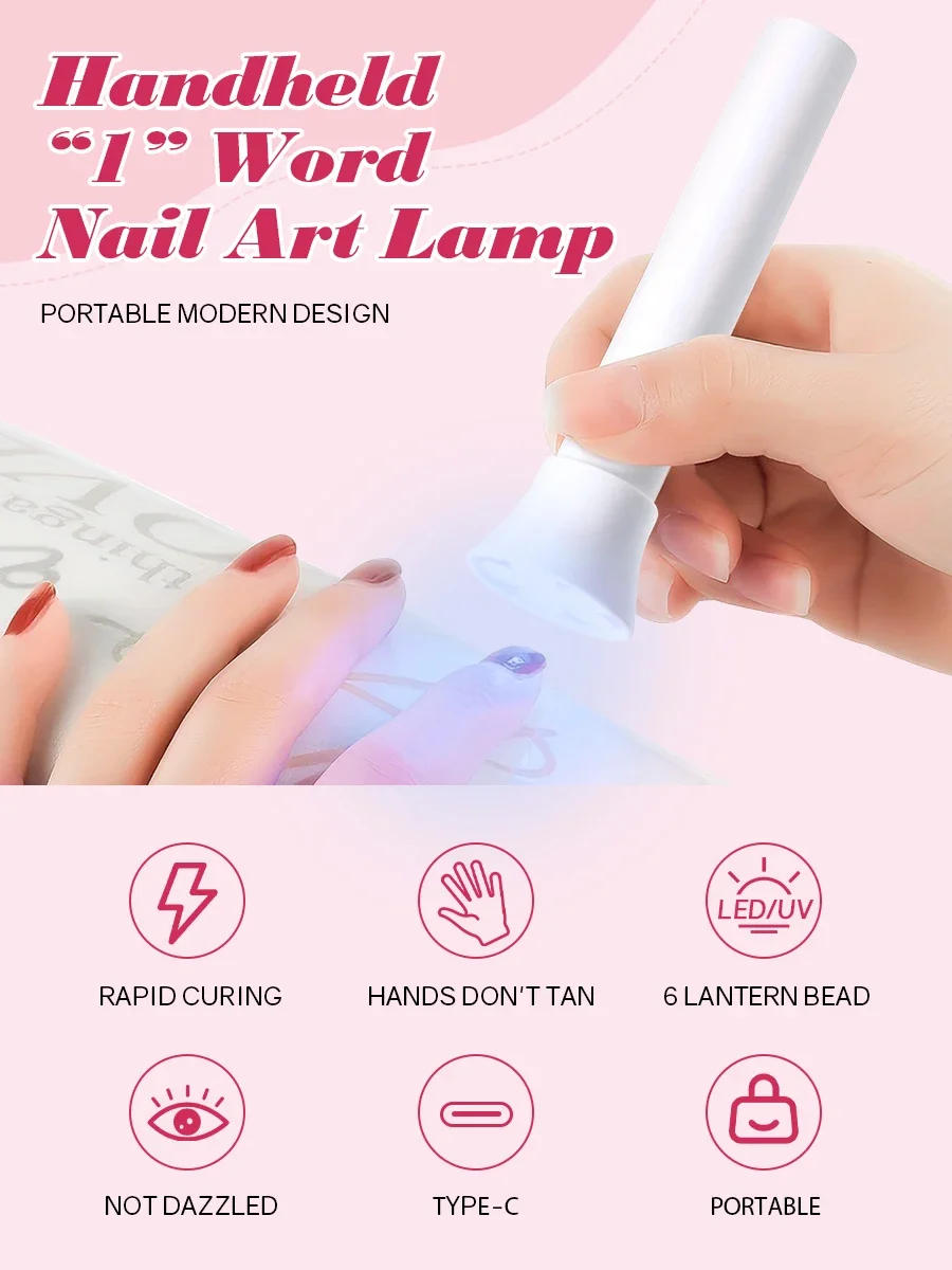 Description Picture 2 of itemMini UV LED Nail Dryers 18W Portable Quick Nail Drying Lamp USB Rechargeable Mini Flashlight Pen For Nail Gel Curing Salon Tools