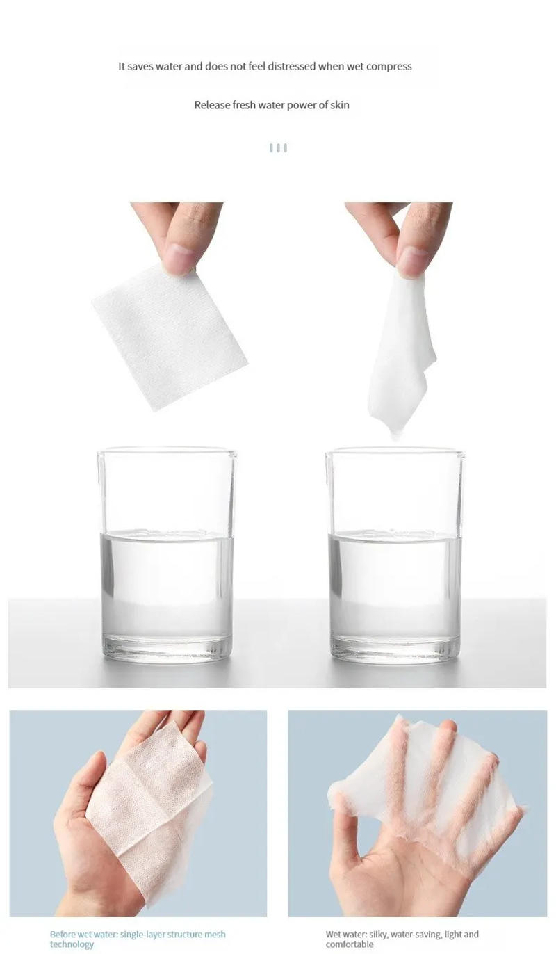 Description Picture 6 of item200PCS Wet Cotton Stretch Disposable Water Saving Cotton Pad Portable Makeup Removal Cotton Piece Breathable Facial Mask Paper