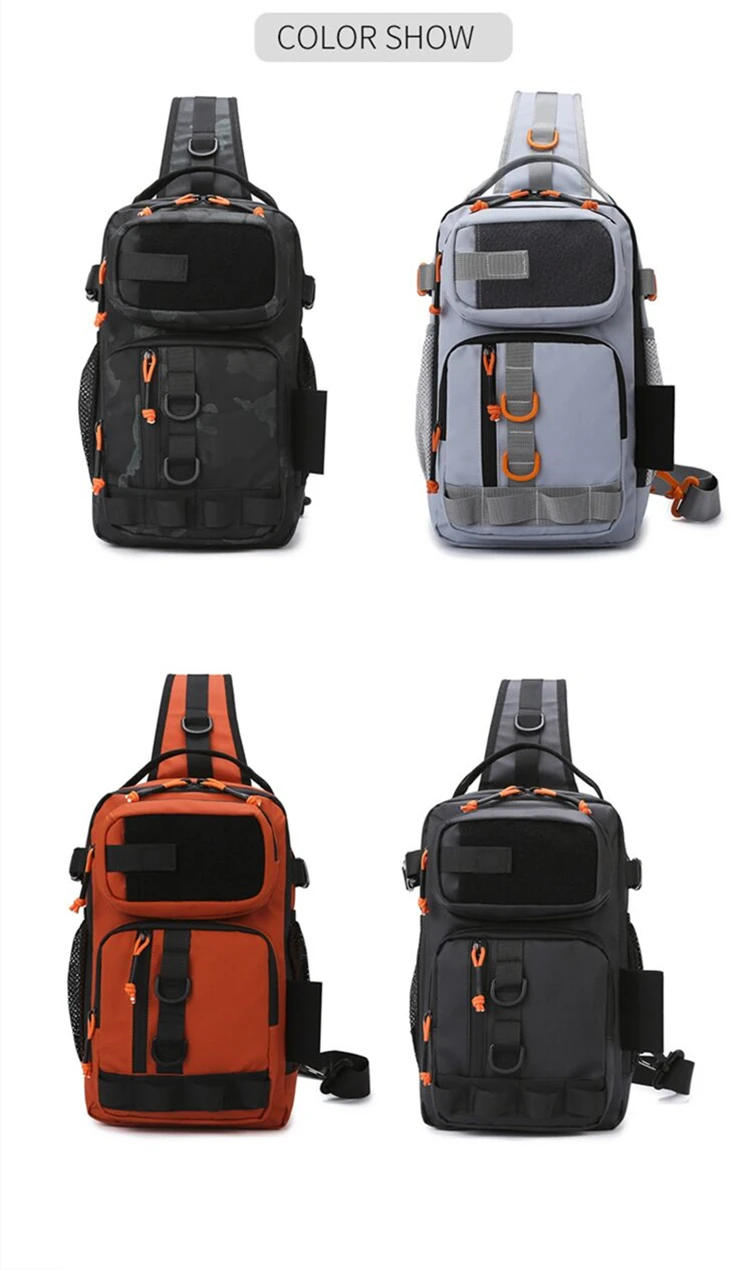 Description Picture 4 of itemNew Fishing Tackle Backpack Lure Box Gear Storage Bag Fanny Pack for Men Fly Fishing Backpack with Rod Holder Sling Shoulder Bag