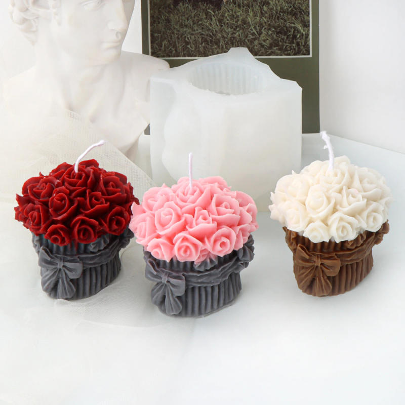 Description Picture 3 of item3D Flower Bouquet Silicone Candle Mold, DIY Rose Basket Molds for Candle Making Resin Soap Casting Chocolate Gifts Home Decor