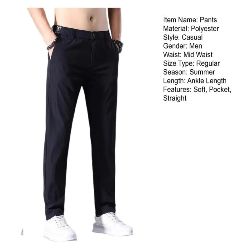 Description Picture 5 of itemChic Men Summer Pants Straight Breathable Anti-wrinkle Men Summer Pants  Slim Fit Men Suit Pants Male Clothes